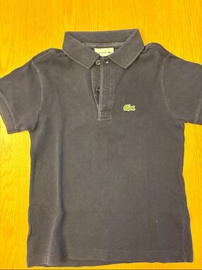 Lacoste Kids Dark Navy Short Sleeve Polo with Green Crocodile - size 6